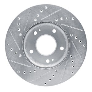 Kia Rondo Brake Rotor (1) - Front Right - R1 Concepts - Drilled & Slotted - Silver - `07-`10